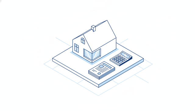 modern Danish house with mortgage documents and calculator on a table
