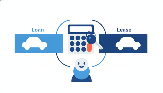 modern car finance comparison with calculator and car keys on desk